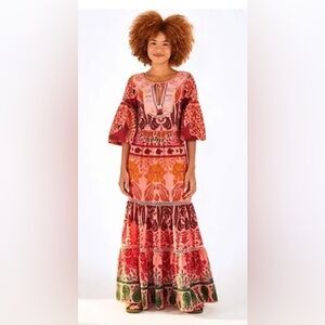 FARM Rio NWOT Ainika Macaws Red/Pink Maxi Dress Small